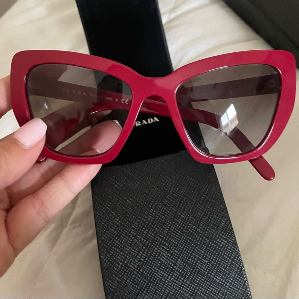 Prada Red Cat-Eye Sunglasses Fashion-Forward Accessories